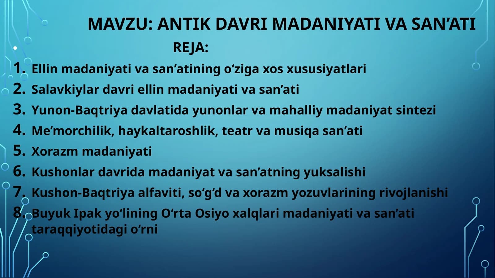 ANTIK DAVRI MADANIYATI VA SAN’ATI
