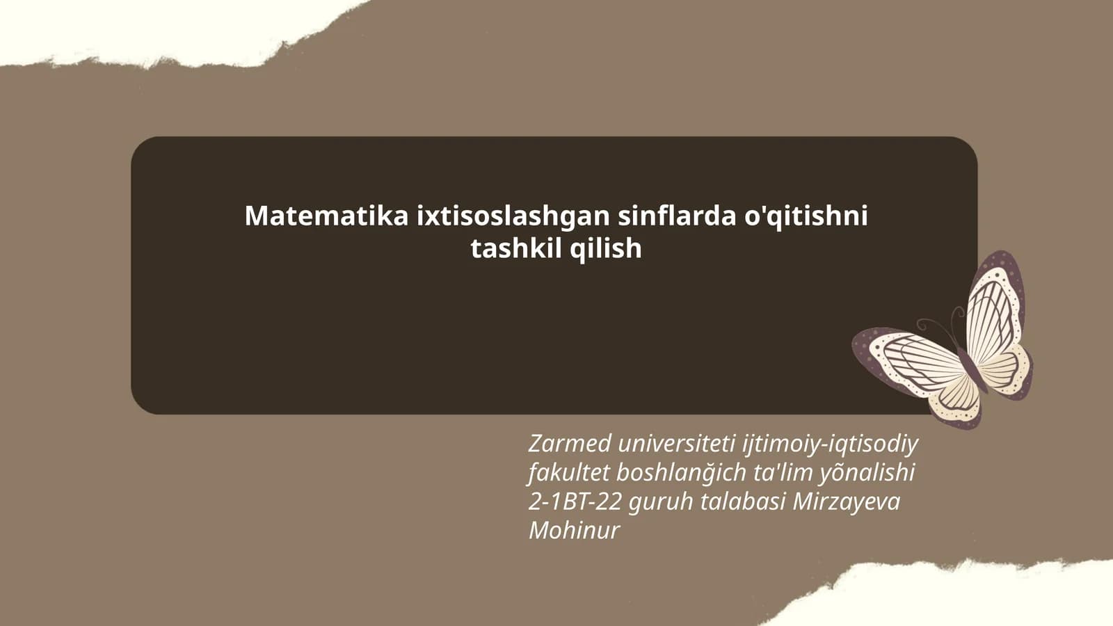 Matematika ixtisoslashgan sinflarda o'qitishni tashkil qilish