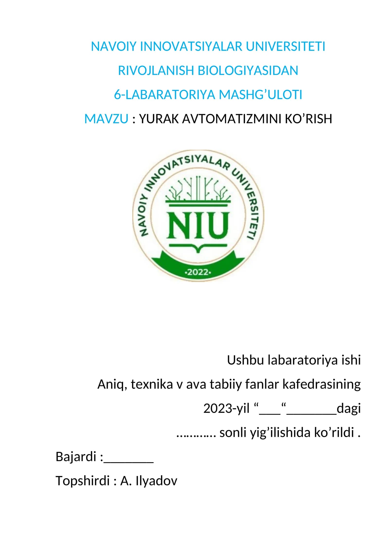 YURAK AVTOMATIZMINI KO'RISH