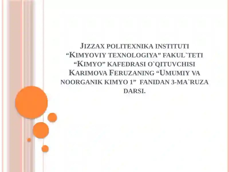 Umumiy va organik kimyo 1