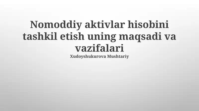 Nomoddiy aktivlar hisobi