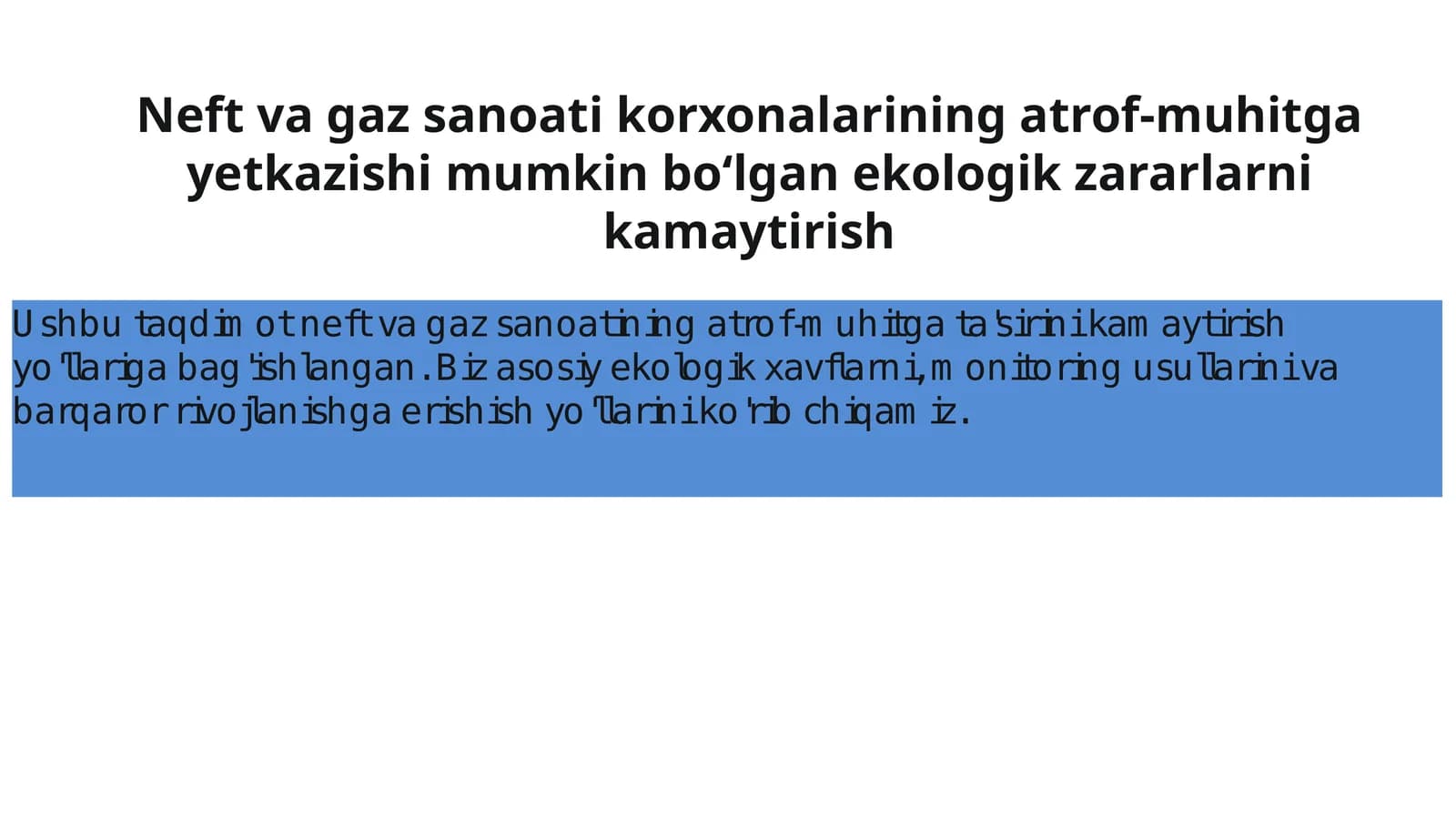 Neft va Gaz Sanoati Ekologiyasi