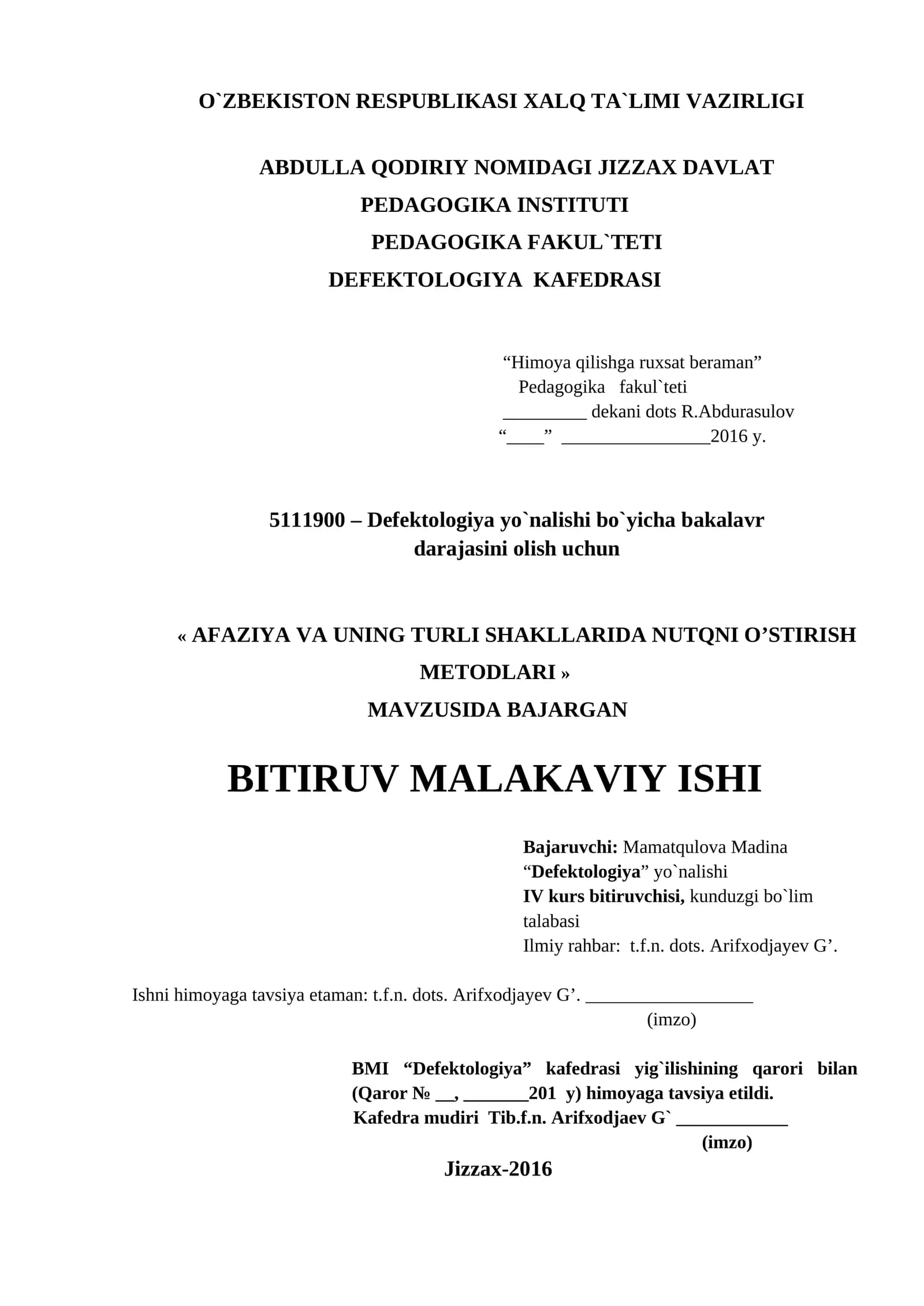 AFAZIYA VA UNING TURLI SHAKLLARIDA NUTQNI O’STIRISH METODLARI