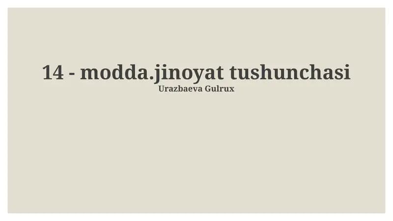 Modal Jinoyat Tushunchasi