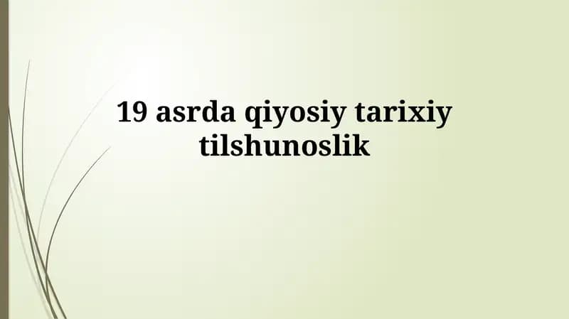 Til O'zgarishlarining Taqqoslash Analizi