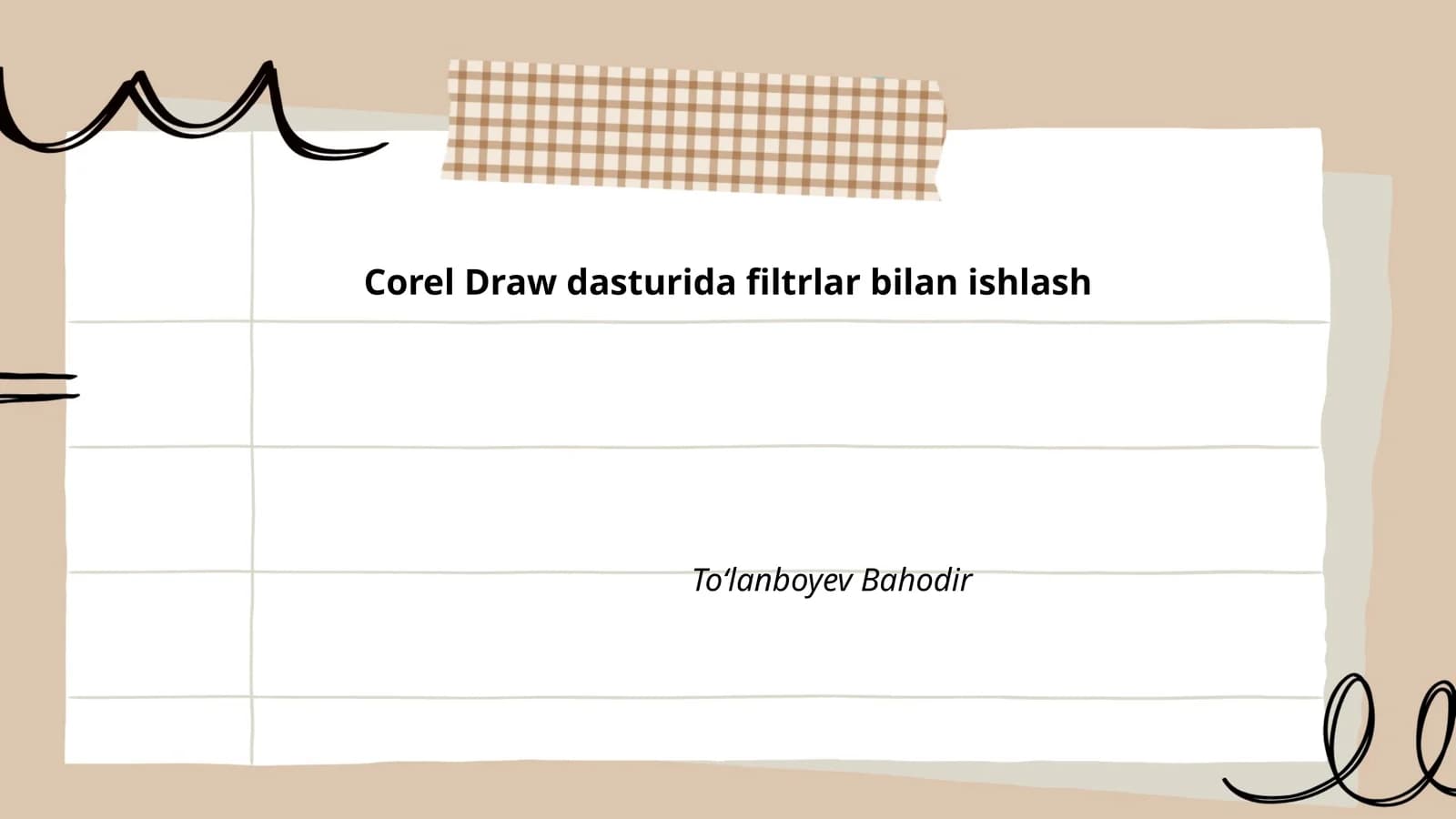 Corel Draw dasturida filtrlar bilan ishlash