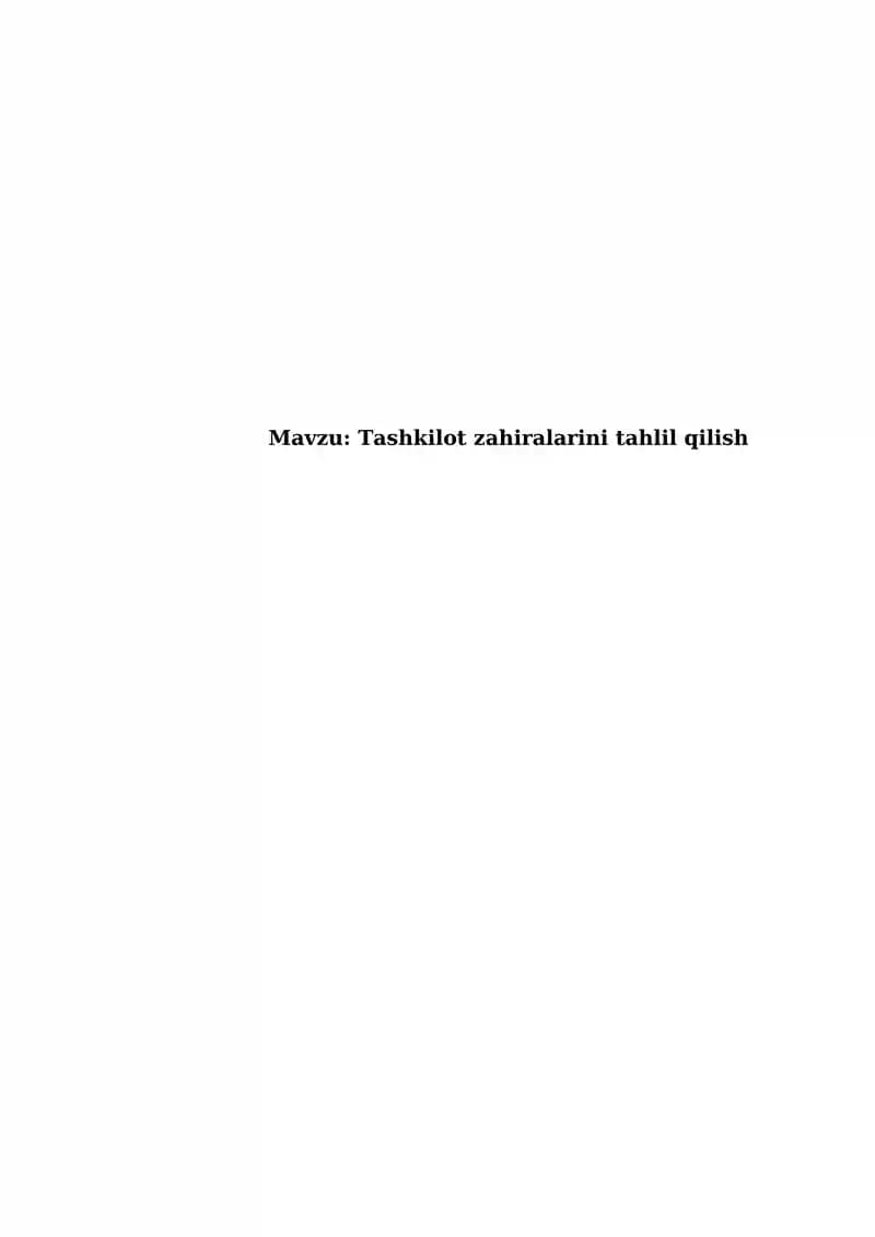 Tashkilot zahiralarini tahlil qilish