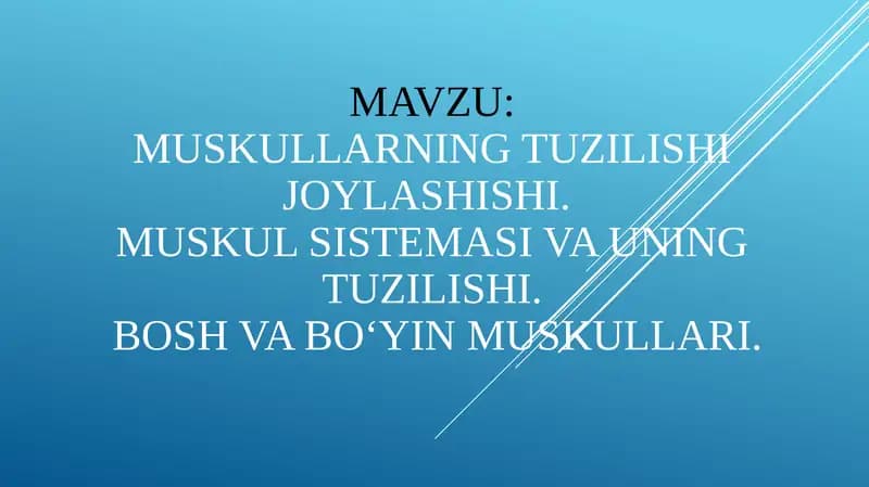 Muskullarning tuzilishi