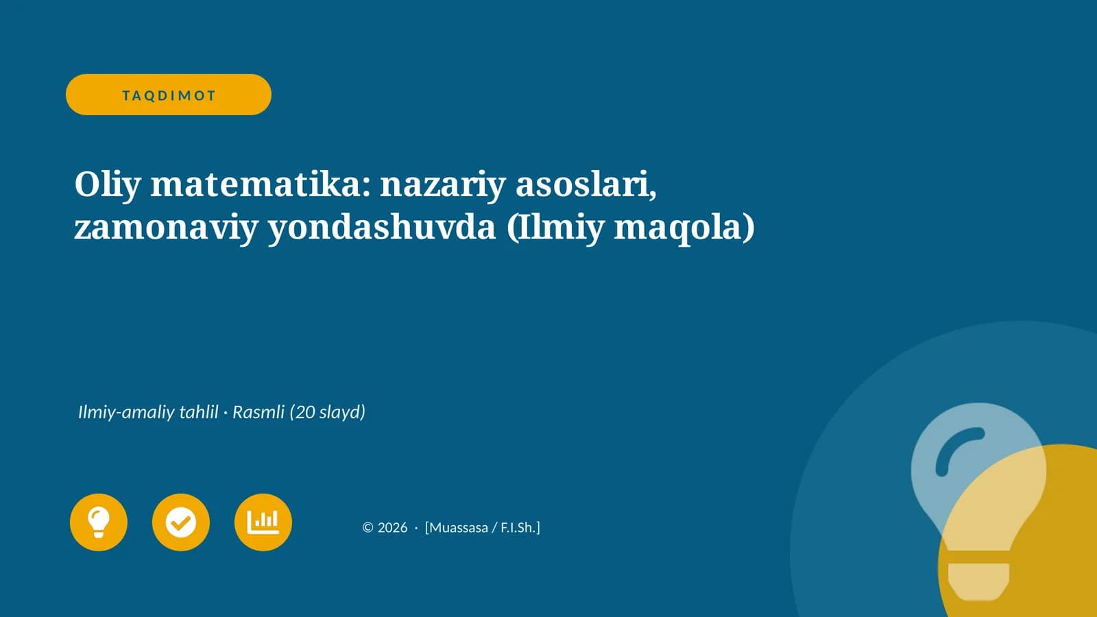 Oliy matematika: nazariy asoslari, zamonaviy yondashuvda (Ilmiy maqola)