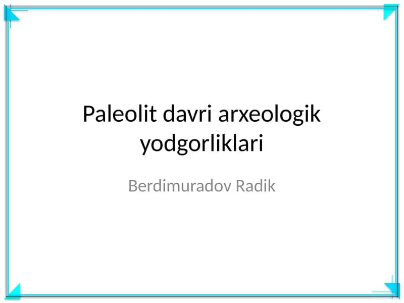 Paleolit davri arxeologik yodgorliklari