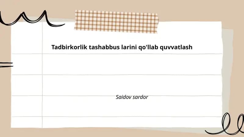 Tadbirkorlik tashabbuslari