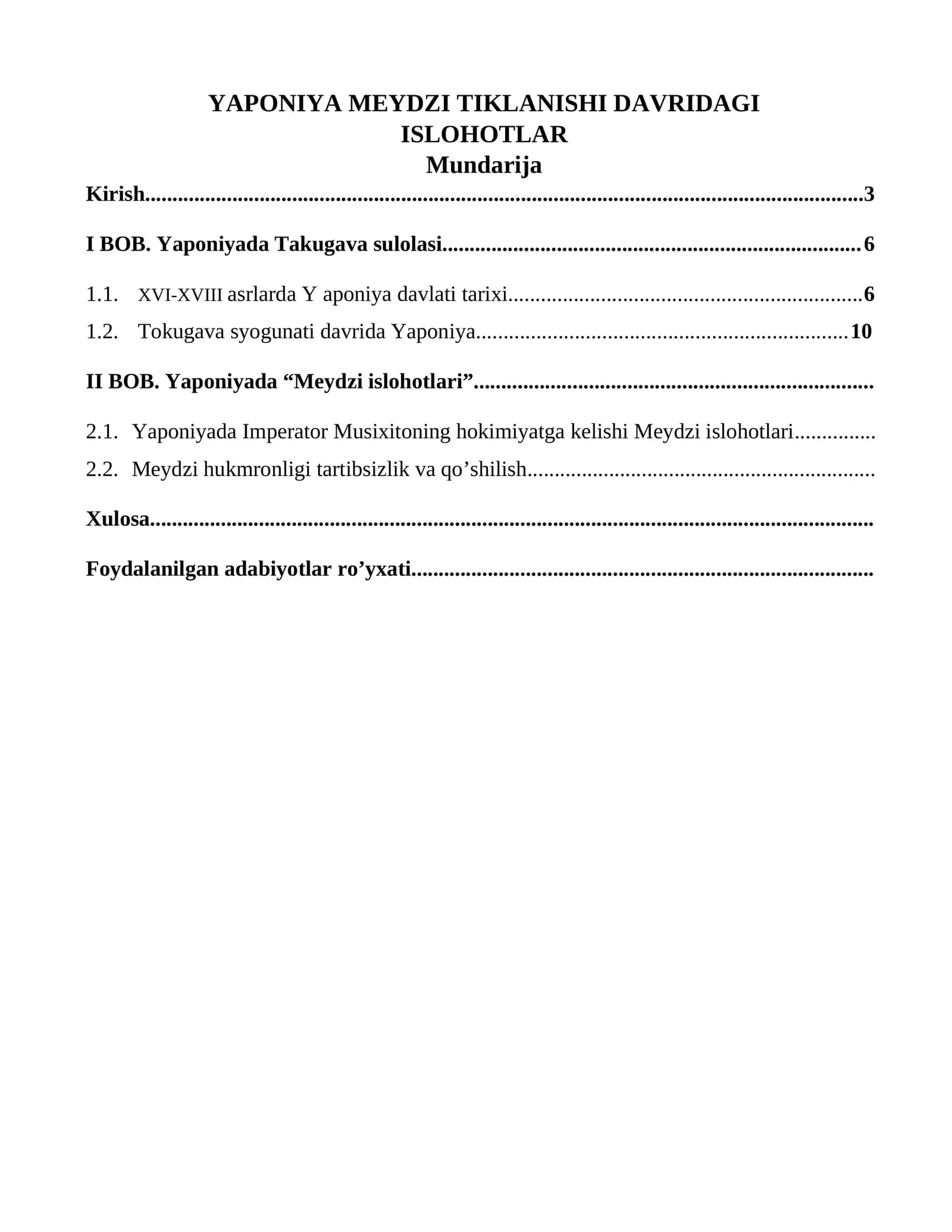 YAPONIYA MEYDZI TIKLANISHI DAVRIDAGI ISLOHOTLAR