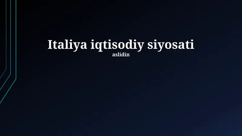 Italiya iqtisodiy siyosati
