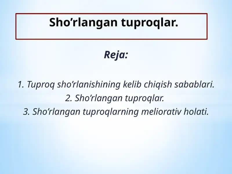 Sho’rlangan tuproqlar