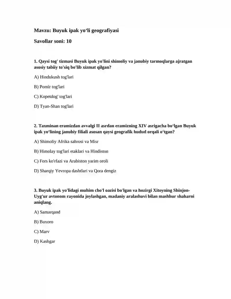 Buyuk ipak yoʻli geografiyasi