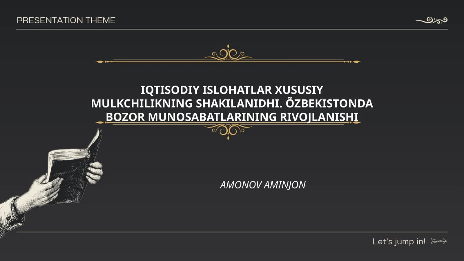 IQTISODIY ISLOHATLAR XUSUSIY MULKCHILIKNING SHAKILANIDHI. ÕZBEKISTONDA BOZOR MUNOSABATLARINING RIVOJLANISHI