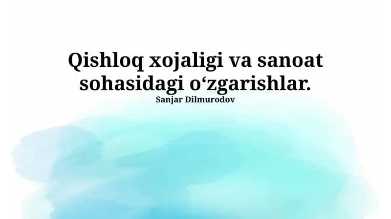 Sanoatdagi oʻzgarishlar