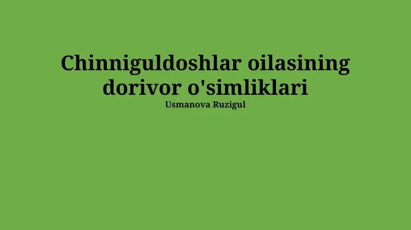 Lamiaceae oilasining dorivor o'simliklari