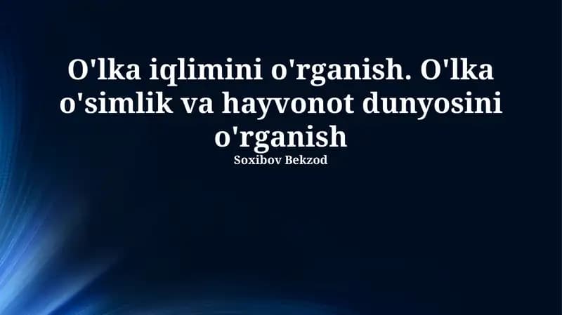O'lka iqlimini o'rganish