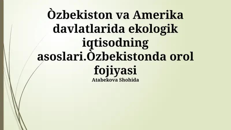 Ekologik iqtisodning asoslari