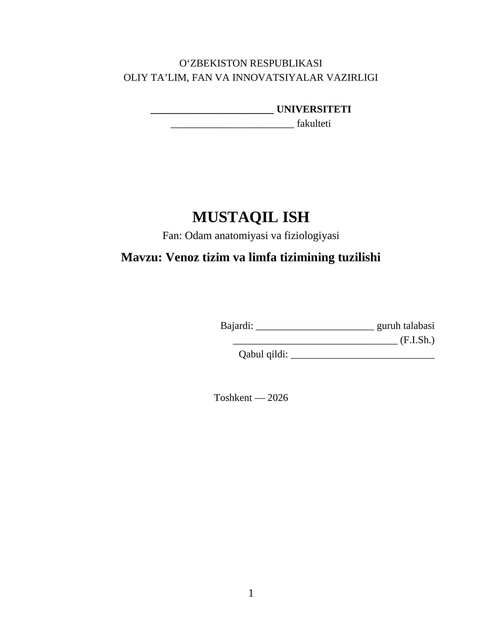 Odam anatomiyasi va fiziologiyasi
