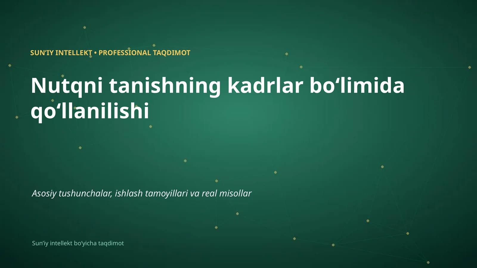 Nutqni tanishning kadrlar boʻlimida qoʻllanilishi