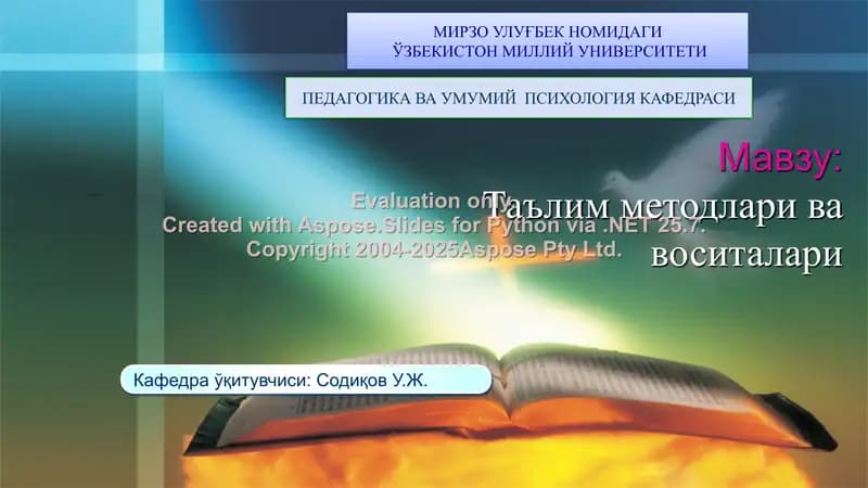 Ta'lim metodlari va vositalari