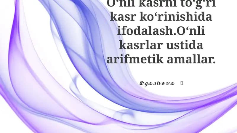 O'nlik kasrlar