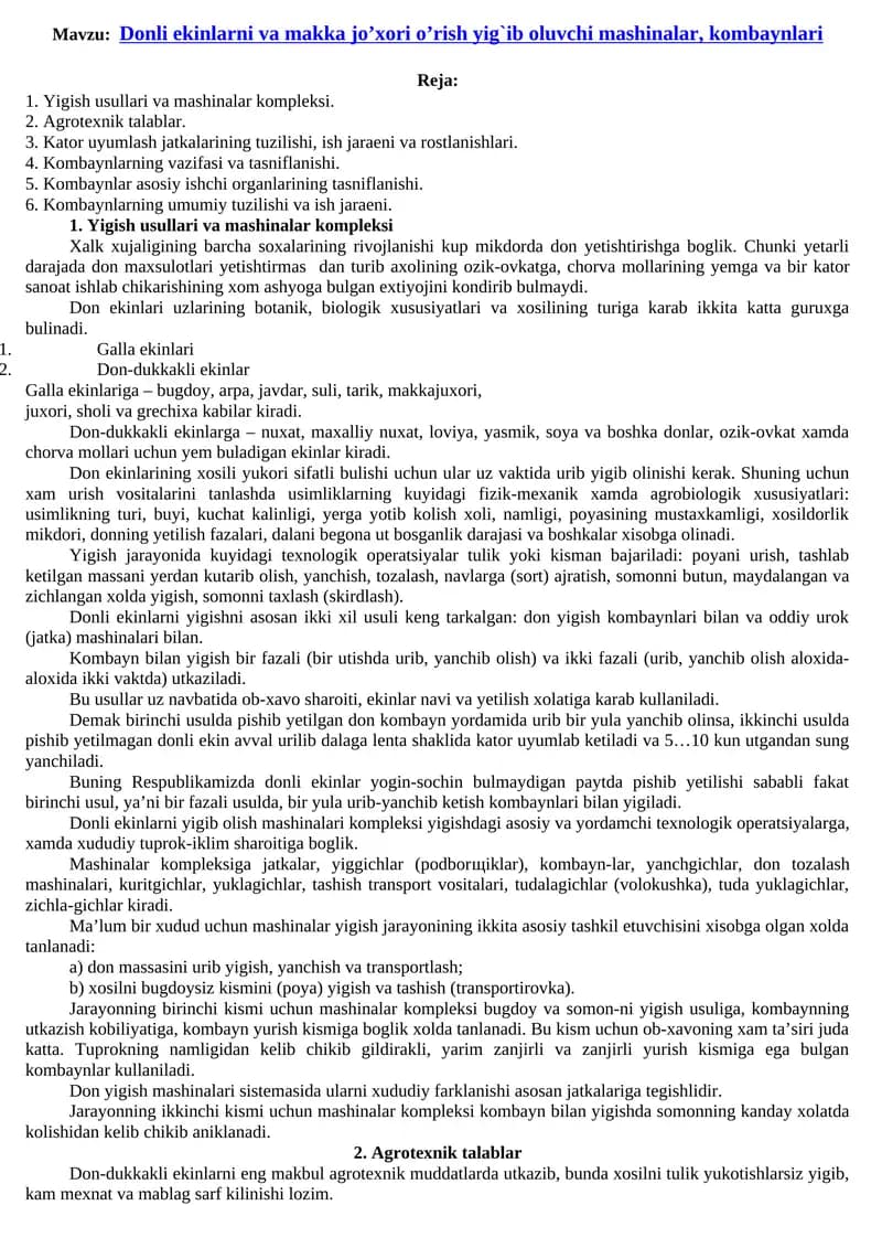 Yigish usullari va mashinalar kompleksi