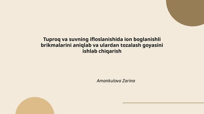 Ion Bog‘lanishli Birikmalarini Tozalash Goyasi