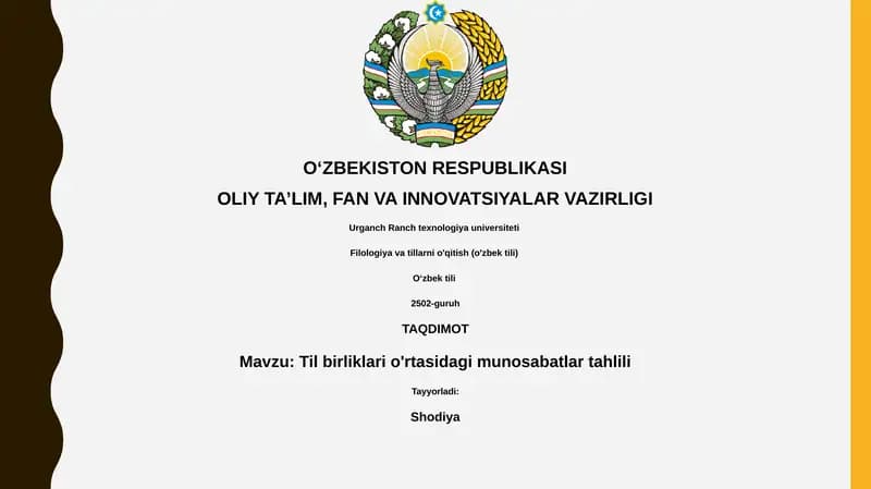Til birliklari o'rtasidagi munosabatlar tahlili