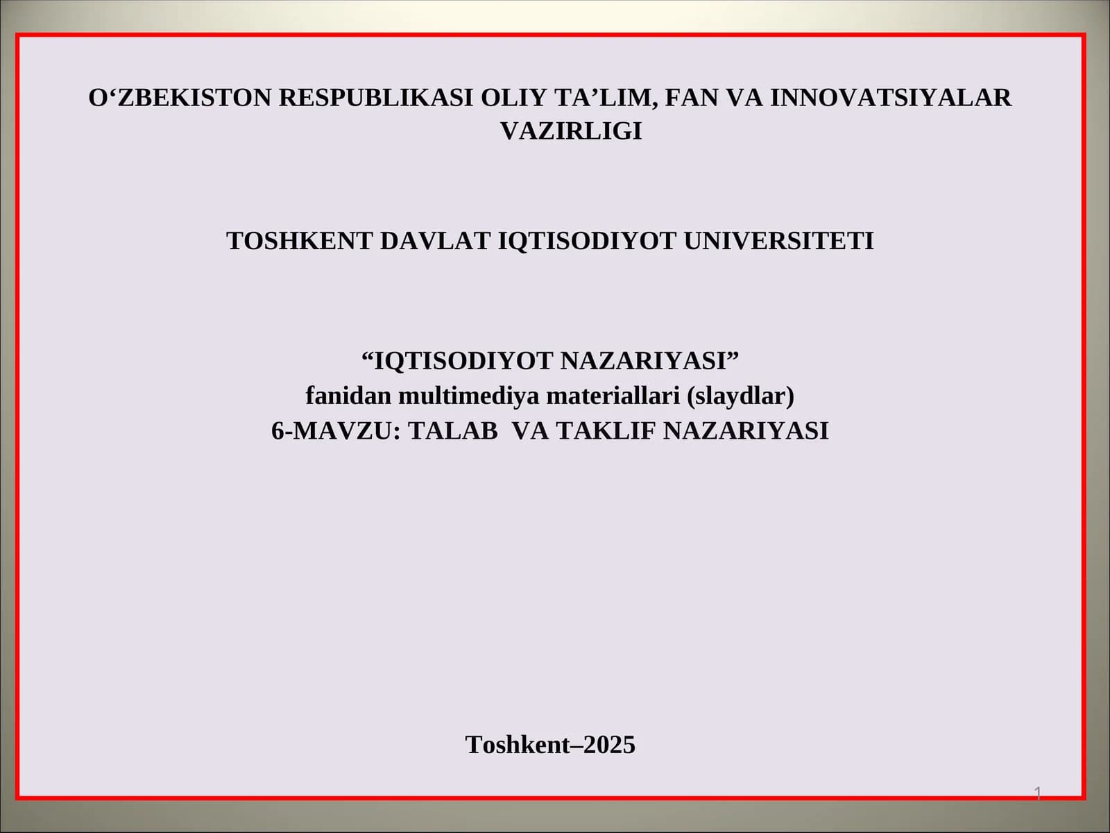 TALAB VA TAKLIF NAZARIYASI