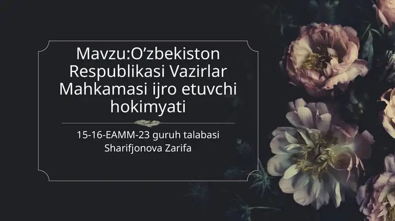 O’zbekiston Respublikasi Vazirlar Mahkamasi ijro etuvchi hokimyati