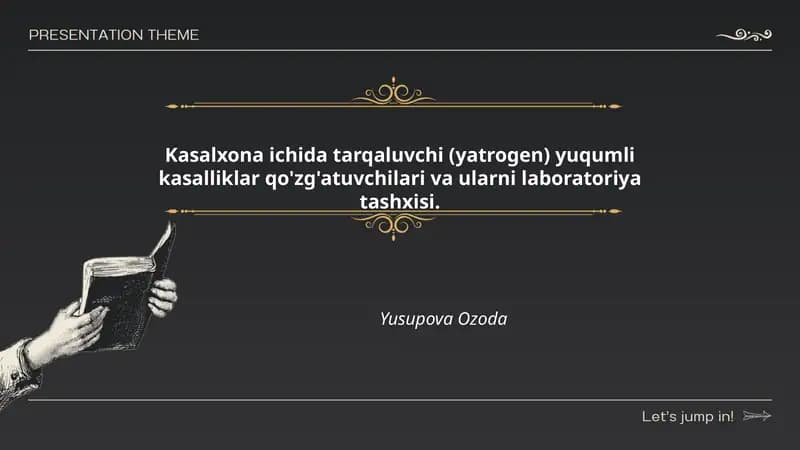 Kasalxona ichida tarqaluvchi (yatrogen) yuqumli kasalliklar qo'zg'atuvchilari va ularni laboratoriya tashxisi