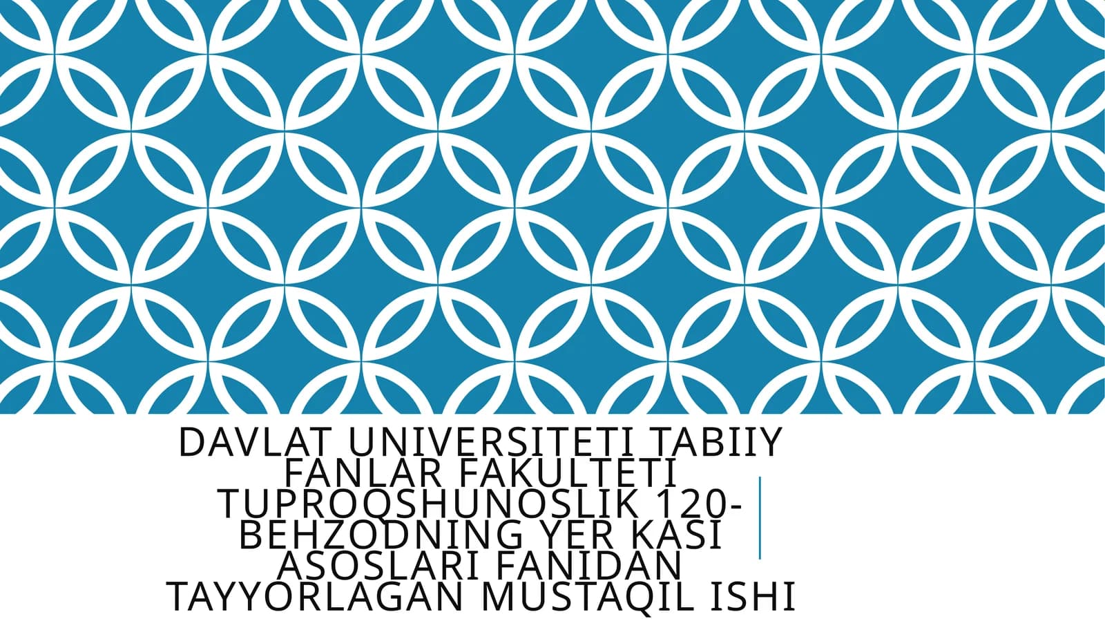 Behzodning Yer kasi Asoslari Fanidan TayYorlagan Mustaqil Ishi