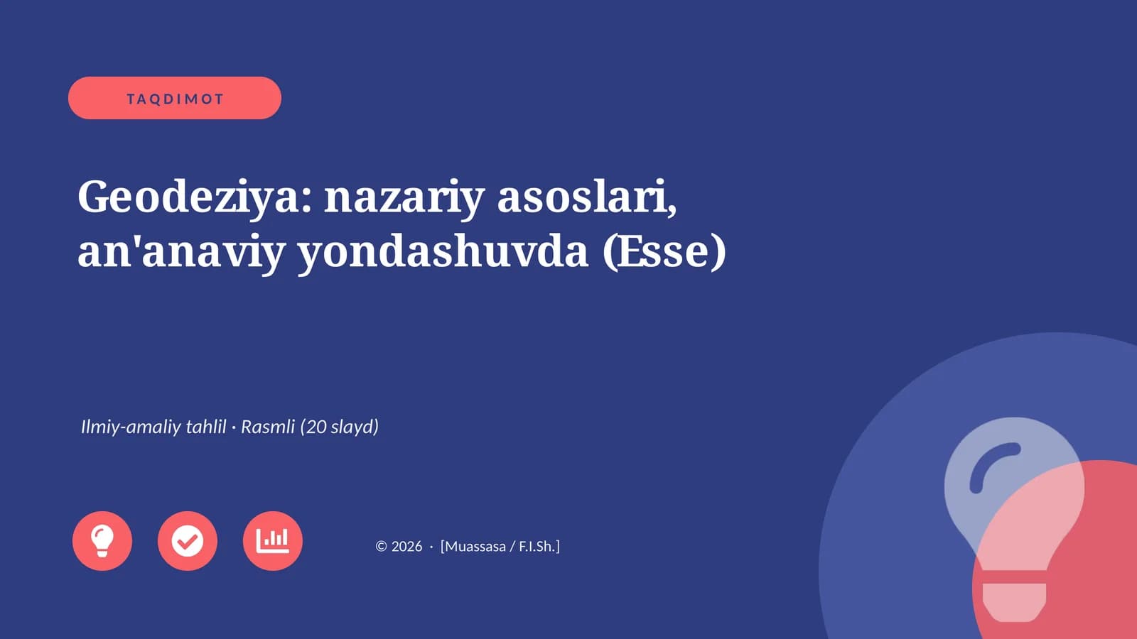 Geodeziya: nazariy asoslari, an'anaviy yondashuvda (Esse)