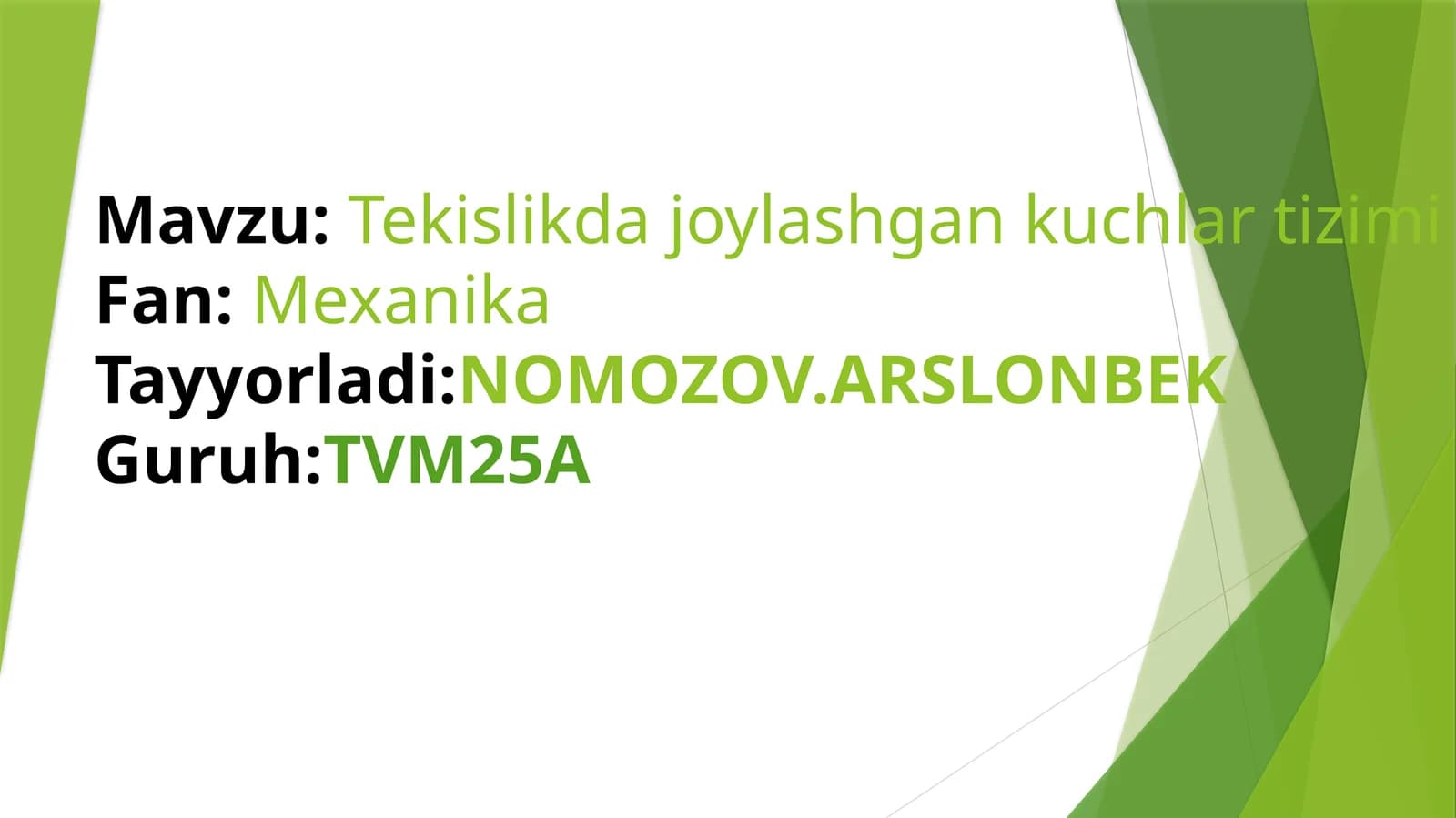 Tekislikdajoylashgankuchlartizimi