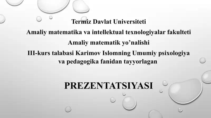 Amaliy matematika yo’nalishi PREZENTATSIYASI