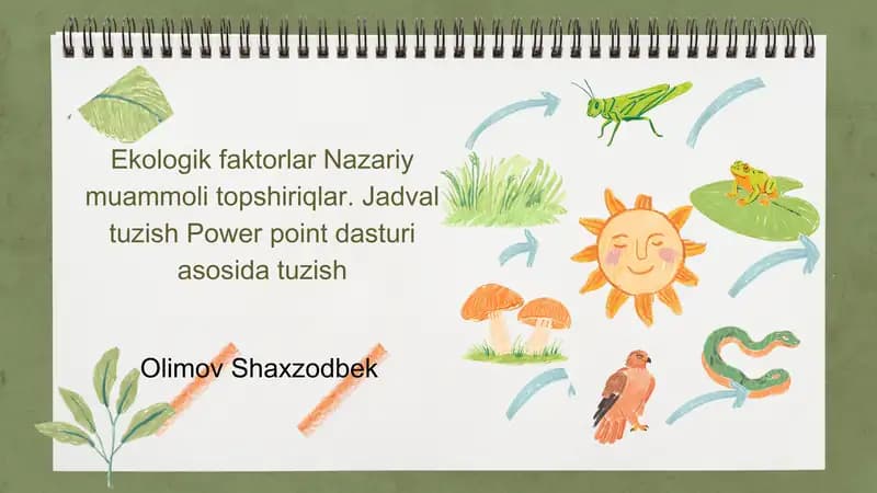 Ekologik faktorlar PowerPoint taqdimoti