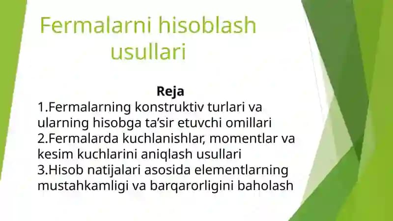 Fermalarni hisoblash usullari