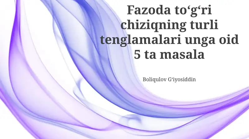 To'g'ri chiziqning segment tenglamasi