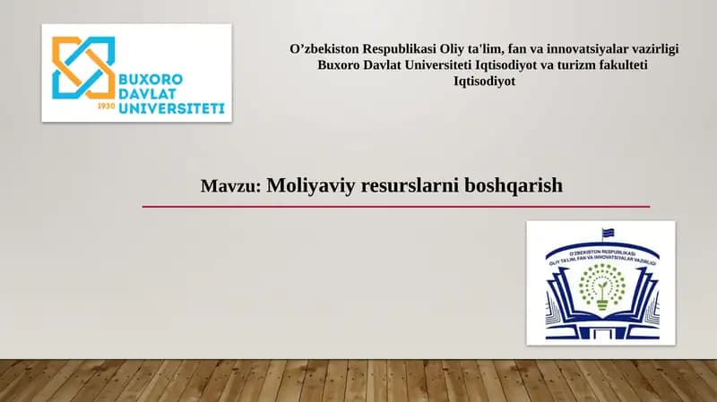 Molyaviy Resuslarni Boshqarish