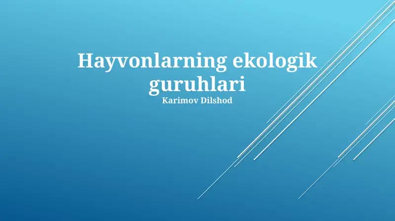 Hayvonlarning ekologik guruhlari