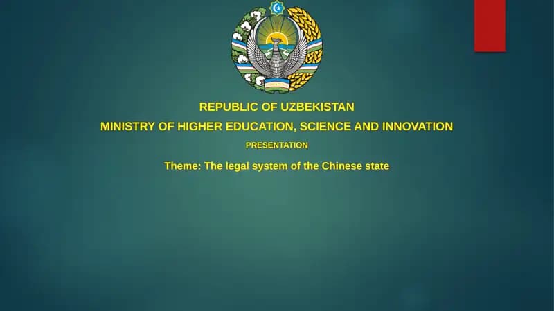 The legal system of the Chinese state