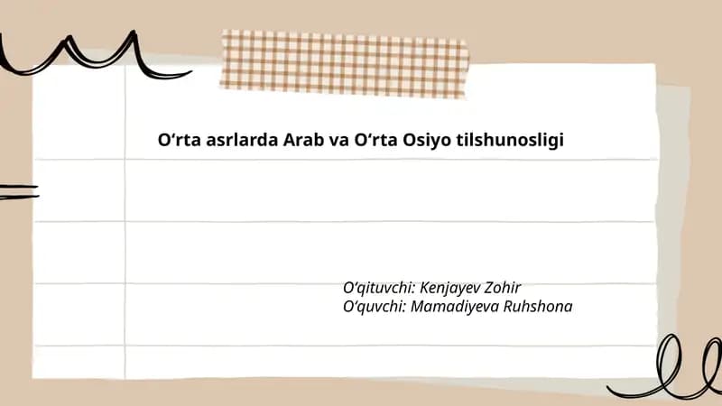 Oʻrta asrlarda Arab va Oʻrta Osiyo tilshunosligi