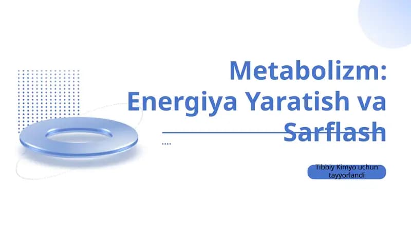 Metabolizm: Energiya Yaratish va Sarflash