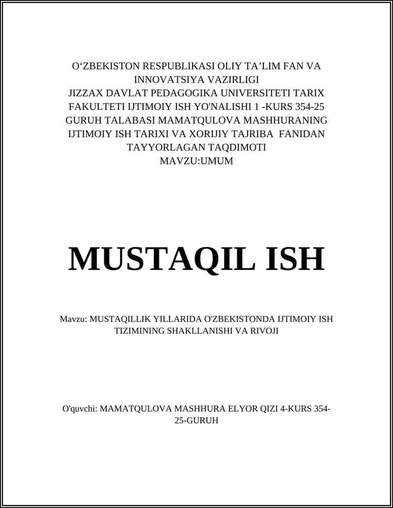 MUSTAQIL ISH