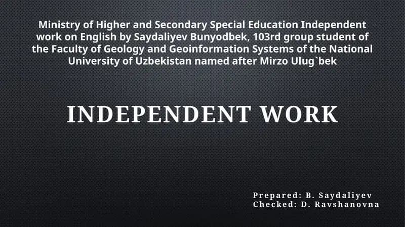 Independent work on English