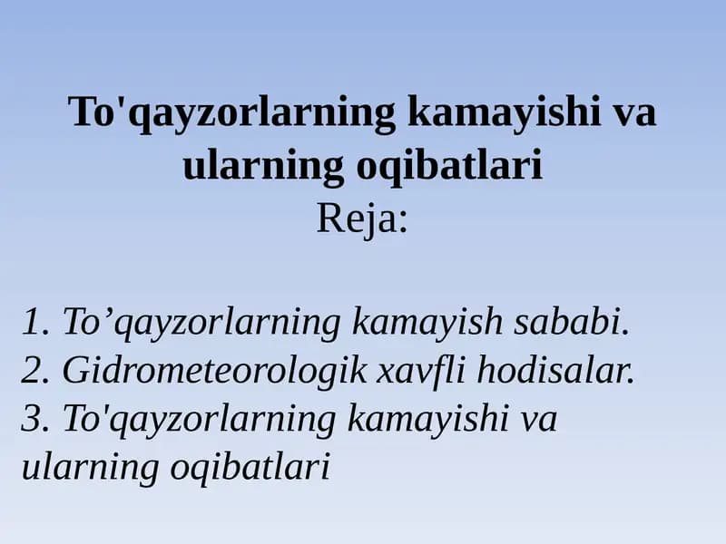 To'qayzorlarning kamayish vaulari