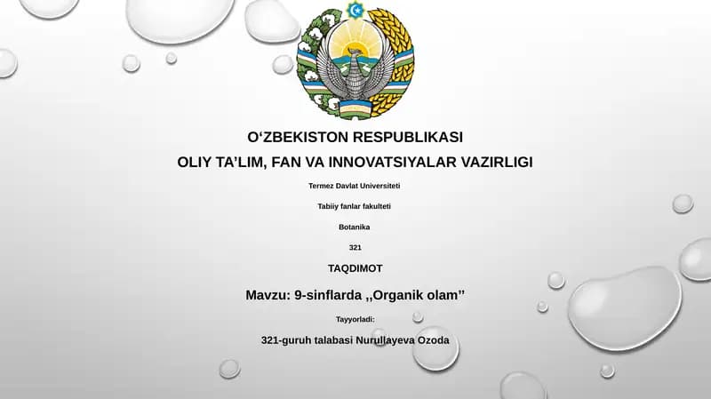 9-sinflarda,,Organik olam’’